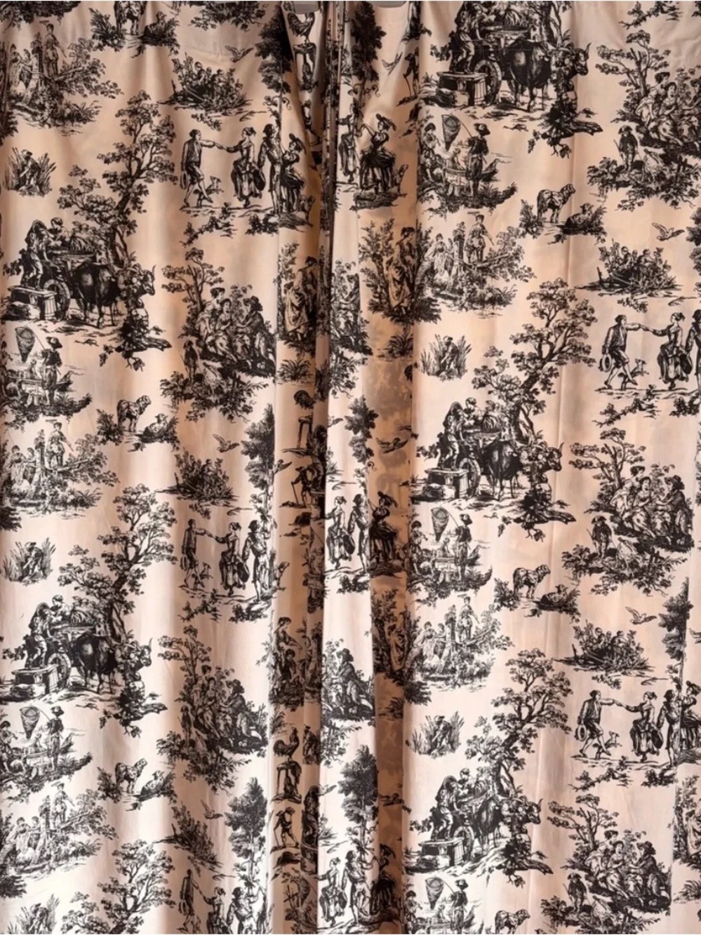 Classic Toile Window Curtain Panel - Black on Cream